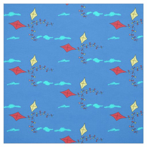 Cute Kite Blue Kids Pattern Fabric