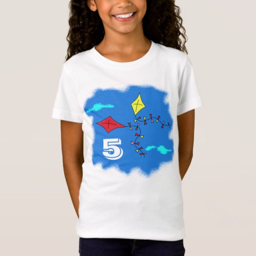 Cute Kites Red Yellow Age Number Birthday T_Shirt