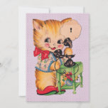 Cute Kitsch Kawaii Cat with Telephone Print Thank You Card