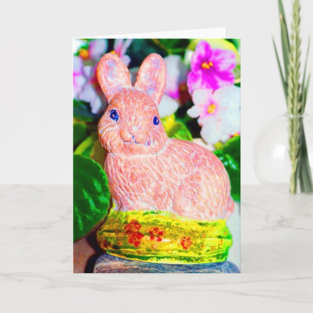 Cute Kitschy Bunny Rabbit   Holiday Card (Front)