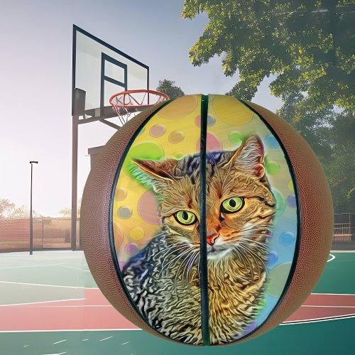 Cute kitten _ abstract _ colorful painting basketball