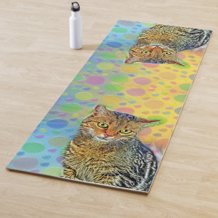 Cute kitten - abstract - colorful painting yoga mat
