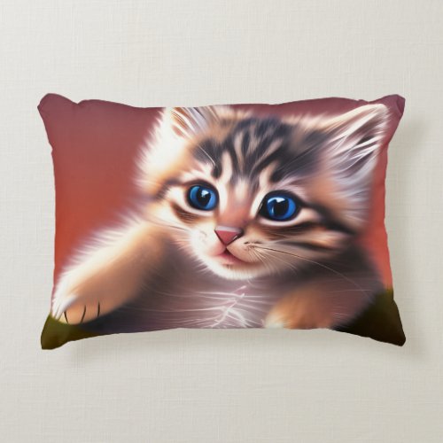 Cute Kitten AI Photo Style Accent Pillow
