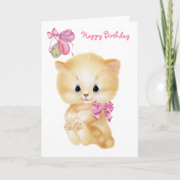 Cute Kitten and balloons - Happy Birthday Card | Zazzle