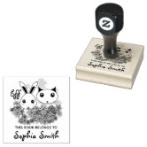 This Book Belongs To Cute Bunny Kids Bookplate Rubber Stamp