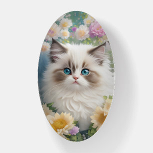 Cute Kitten and Flowers  Paperweight