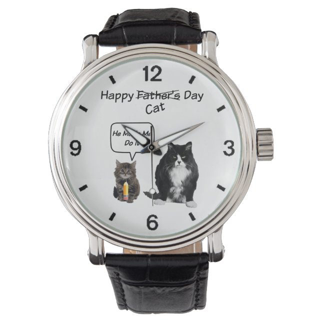 Cute Kitten and Grumpy Cat Father's Day Watch (Front)