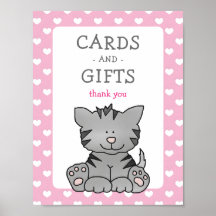 Cute Kitten and Hearts Cards and Gifts Baby Shower