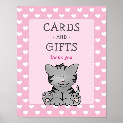 Cute Kitten and Hearts Cards and Gifts Baby Shower Poster