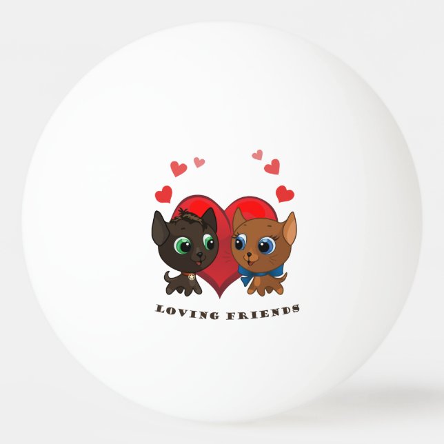 Cute kitten and kitty illustration Ping-Pong ball (Front)