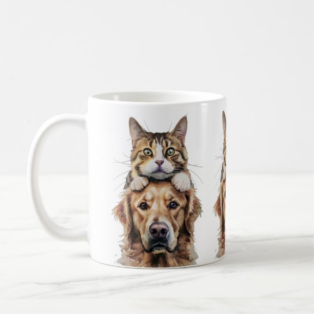 Cute Kitten and Labrador Best Friends Mug (Left)