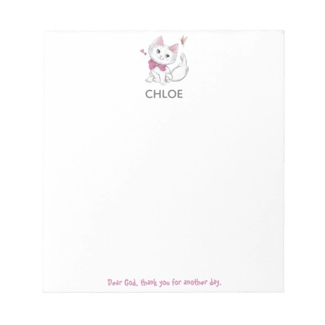 Cute Kitten and Prayer Personalized Notepad (Front)