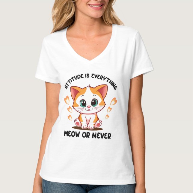 Cute Kitten Attitude T-Shirt (Front)
