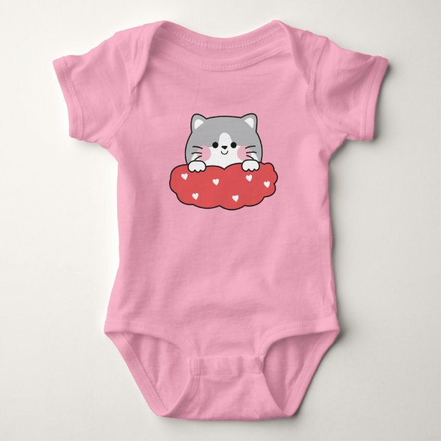 Cute Kitten Baby Girl Bodysuit – Adorable Cat Desi (Front)