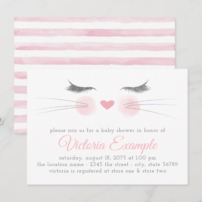 Cute Kitten Baby Shower Invitation (Front/Back)