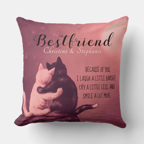 Cute Kitten Bestfriend And A Quote Throw Pillow