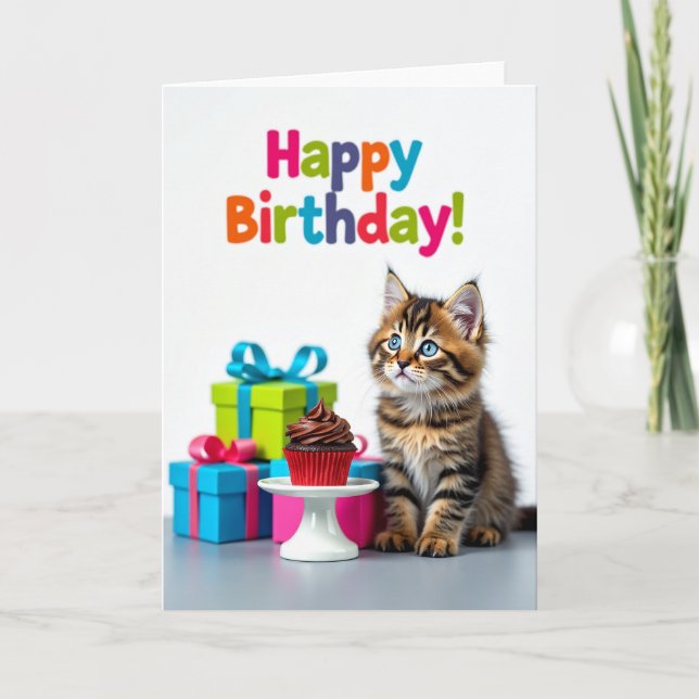 Cute Kitten Birthday Card (Front)