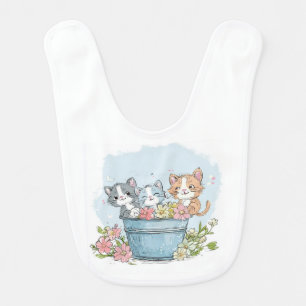 cute kitten birthday party baby bib