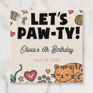 Cute Kitten Birthday Party Favor tag