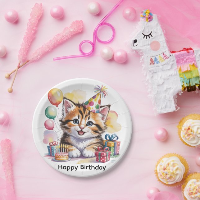 Cute Kitten Birthday Party Paper Plates (Party)