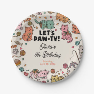 Cute Kitten Birthday Party Paper Plates