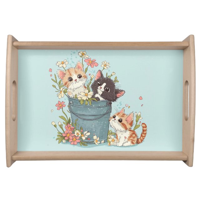 cute kitten birthday party serving tray (Front)