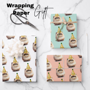 Cute Kitten Birthday Wrapping Paper Sheets