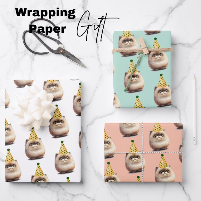 Cute Kitten Birthday Wrapping Paper Sheets (Cute Kitten Birthday Wrapping Paper Sheets)