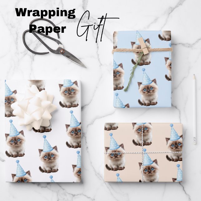 Cute Kitten Birthday Wrapping Paper Sheets (Cute Kitten Birthday Wrapping Paper Sheets)