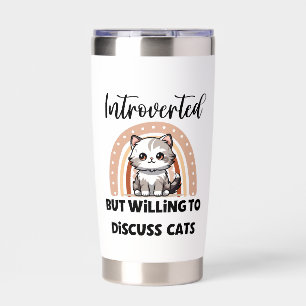 Cute Kitten Boho Rainbow "Introverted" Graphic Insulated Tumbler