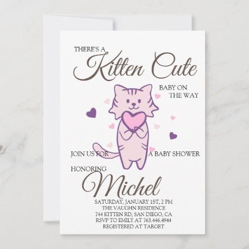 Cute Kitten Boy Baby Shower Invitation