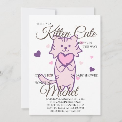 Cute Kitten Boy Baby Shower Invitation