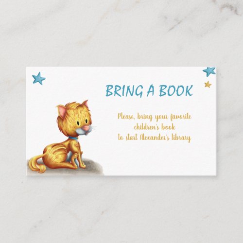 Cute Kitten Bring a Book Boy Baby Shower Enclosure Card