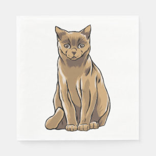 Cute Kitten Brown Kitty Cartoon Cat Napkins