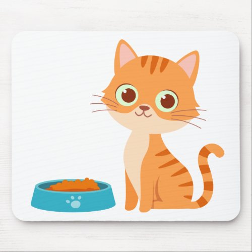 Cute Kitten Cartoon Orange Tabby Cat Mouse Pad