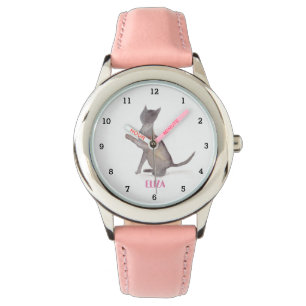 Cute Kitten Cat Animal Girly Kids Watercolor Watch