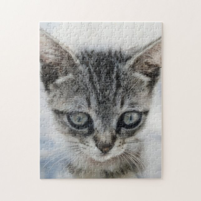 Cute Kitten Cat Art Puzzle Gray Kitty (Vertical)