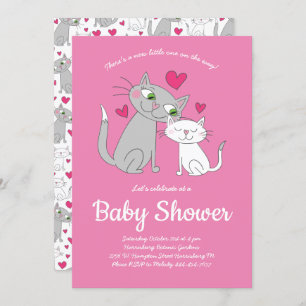 Cute Kitten Cat Baby Shower Mama and Baby Invitation