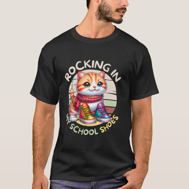 Cute Kitten Cat Back To School Rocking In My Schoo T-Shirt (Front)