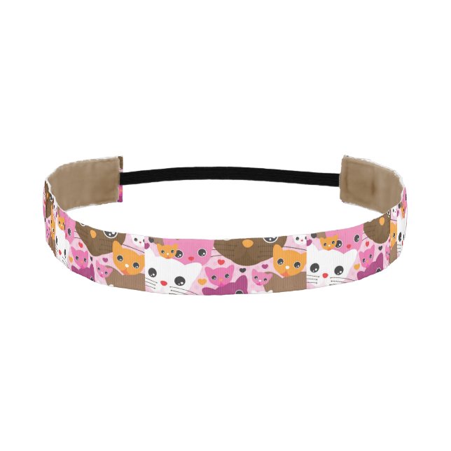 cute kitten cat background pattern athletic headband (Front)