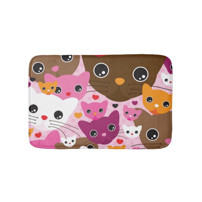 cute kitten cat background pattern bathroom mat (Front)