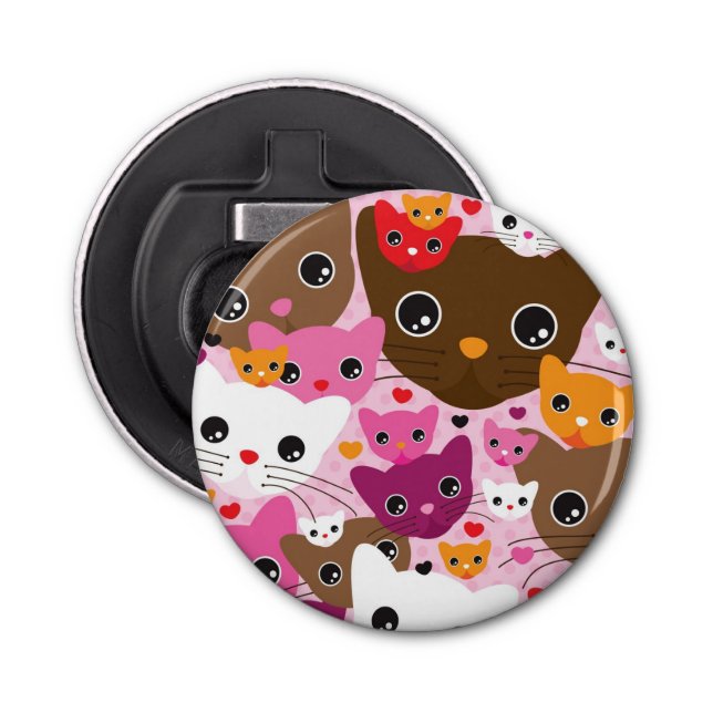 cute kitten cat background pattern bottle opener (Front)