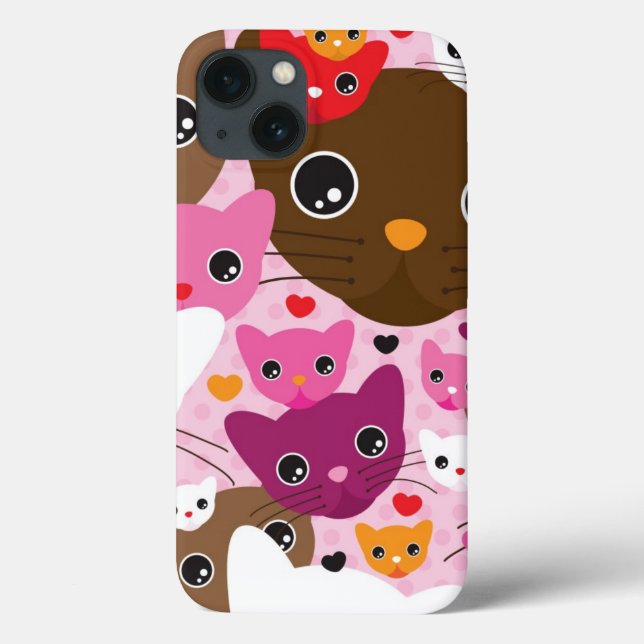cute kitten cat background pattern Case-Mate iPhone case (Back)