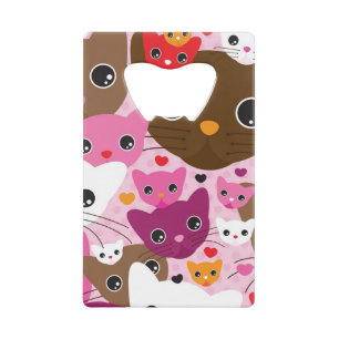 cute kitten cat background pattern credit card bottle opener