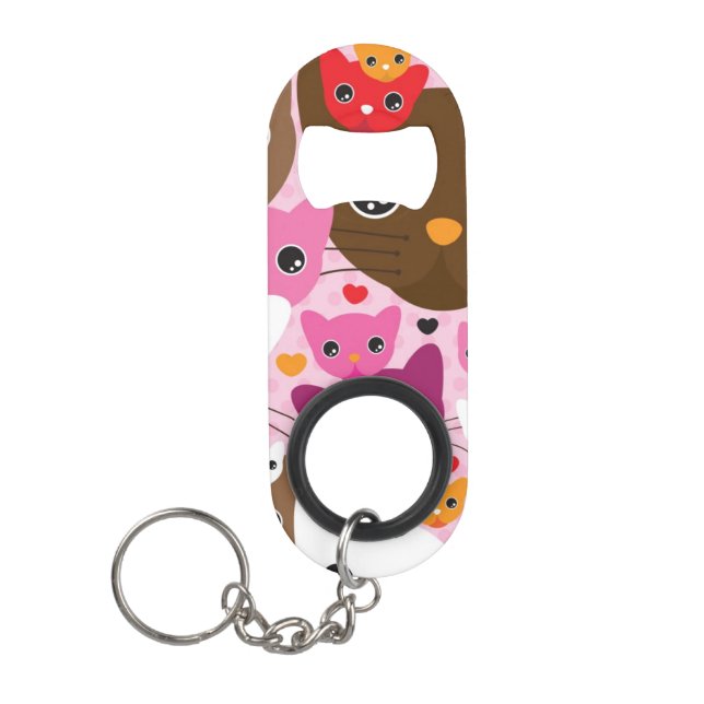 cute kitten cat background pattern keychain bottle opener (Front)