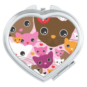 cute kitten cat background pattern makeup mirror