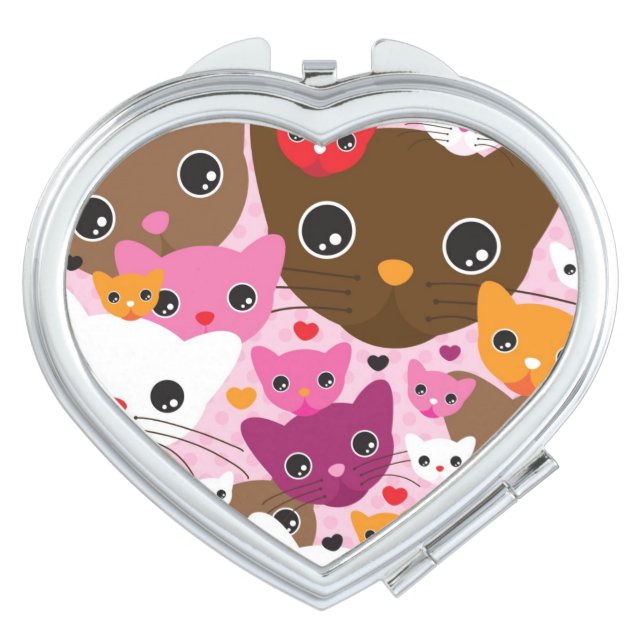 cute kitten cat background pattern makeup mirror (Front)