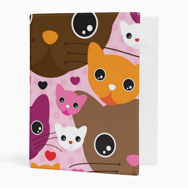 cute kitten cat background pattern mini binder (Front/Inside)