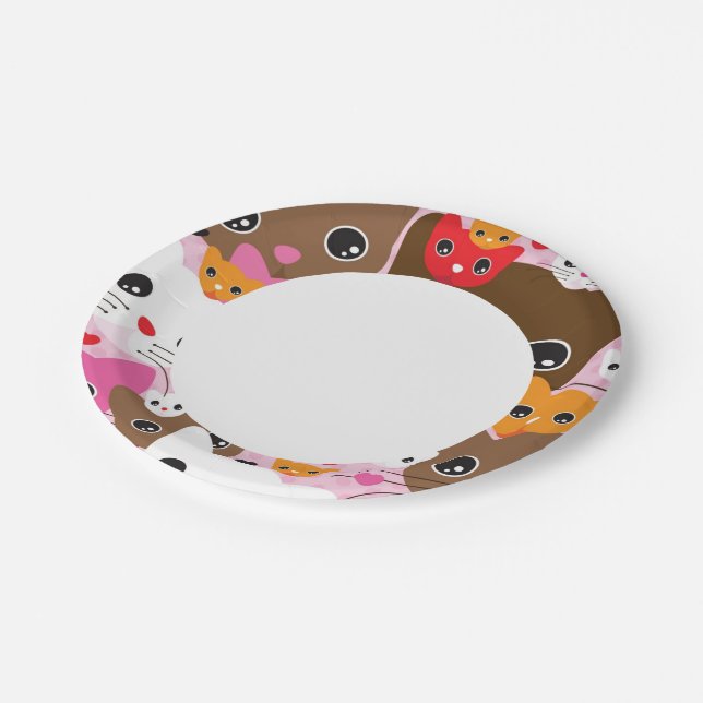cute kitten cat background pattern paper plates (Angled)