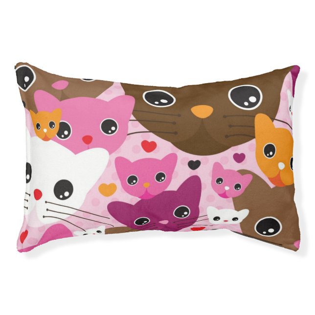 cute kitten cat background pattern pet bed (Front)